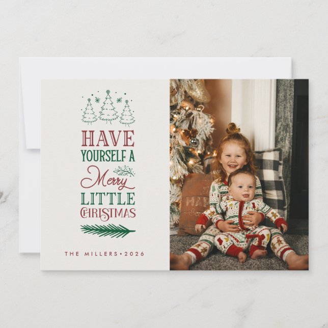 Merry Little Christmas | Family Photo Christmas  Holiday Card (Front)