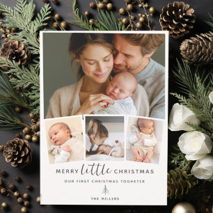 Merry Little Christmas Four Photo Family Collage Holiday Card