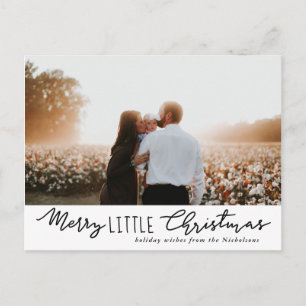 Merry Little Christmas Handwritten Script Photo Holiday Postcard