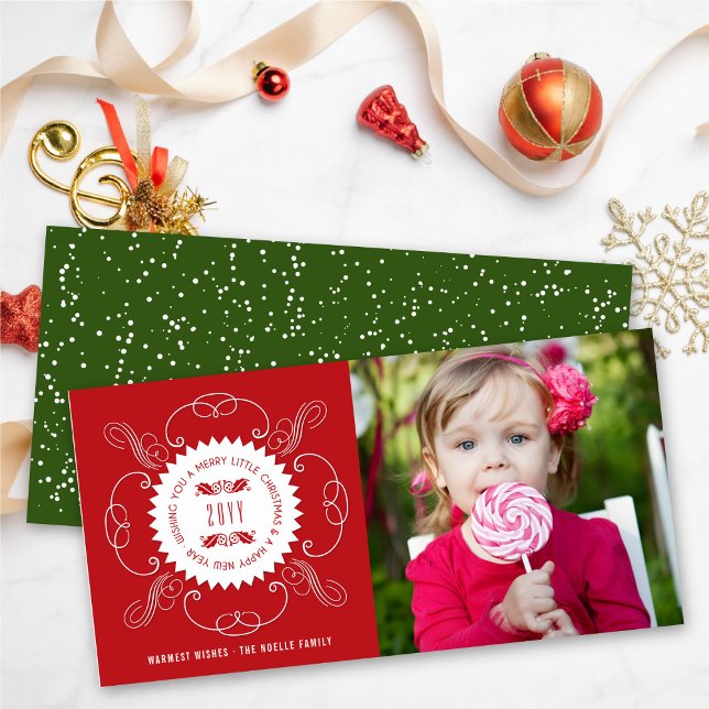 Merry Little Christmas Happy New Year Seal Photo Holiday Card (Creator Uploaded)