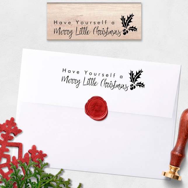 Merry Little Christmas Holly Leaf Rubber Stamp (Creator Uploaded)
