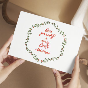 Merry Little Christmas - Holly Wreath Postcard
