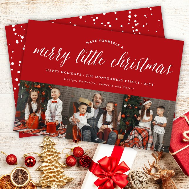 Merry Little Christmas Modern Typography Photo Holiday Card (Creator Uploaded)