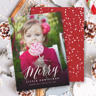Merry Little Christmas Modern Typography Photo Holiday Card