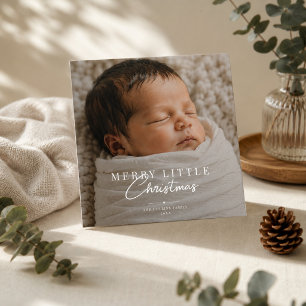 Merry Little Christmas Newborn Baby Photo Holiday Card