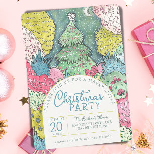 Merry Little Christmas Party Watercolor Invitation