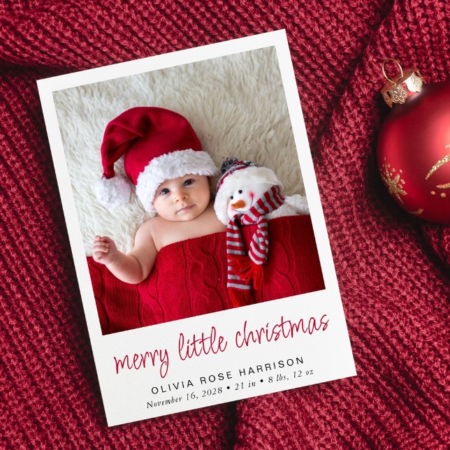 Merry Little Christmas Photo Birth Announcement (A heartfelt and personalized way to introduce your bundle of joy to the world at Christmas)