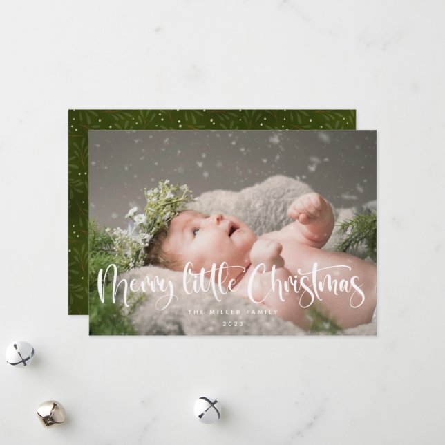 Merry Little Christmas Photo Holiday Card (Front/Back In Situ)
