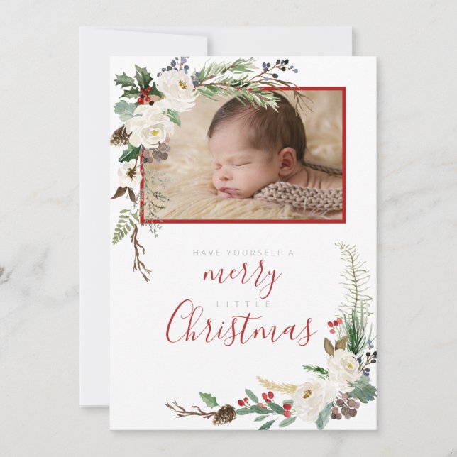 Merry Little Christmas Photo Image Greeting Cards (Front)