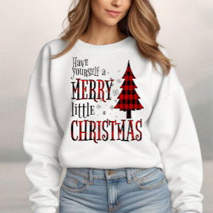 Merry Little Christmas Plaid Holiday Tree Sweatshirt