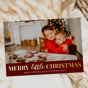 Merry Little Christmas Red Gold Modern Photo