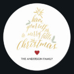 Merry Little Christmas round sticker<br><div class="desc">Merry Little Christmas - Round Sticker. Customisable. Part of a Christmas collection.</div>