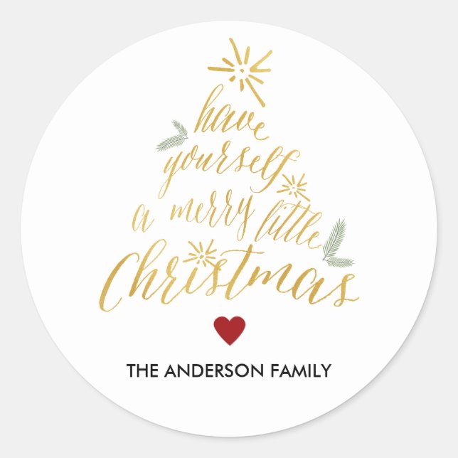 Merry Little Christmas round sticker (Front)