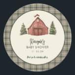 Merry Little Christmas Rustic Baby Shower  Classic Round Sticker<br><div class="desc">Merry Little Christmas Rustic Baby Shower Square Thank You Sticker</div>