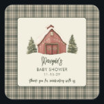 Merry Little Christmas Rustic Baby Shower  Square Sticker<br><div class="desc">Merry Little Christmas Rustic Baby Shower Square Thank You Sticker</div>