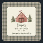 Merry Little Christmas Rustic Baby Shower  Square Sticker<br><div class="desc">Merry Little Christmas Rustic Baby Shower Square Thank You Sticker</div>