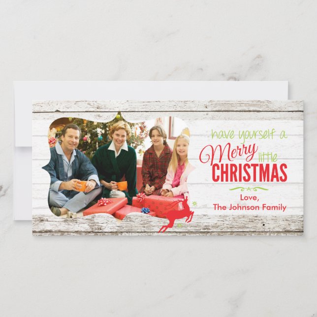 Merry Little Christmas Rustic Card (Front)