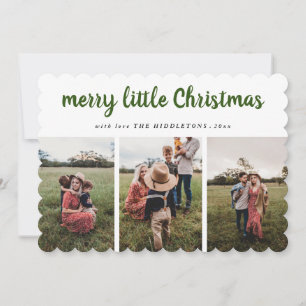 Merry Little Christmas Script Family Photo Holiday Card