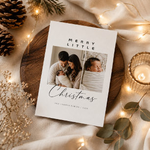 Merry Little Christmas Split Photo Family Holiday Card