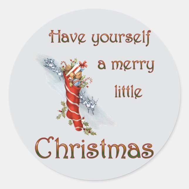 Merry Little Christmas Stocking Classic Round Sticker (Front)
