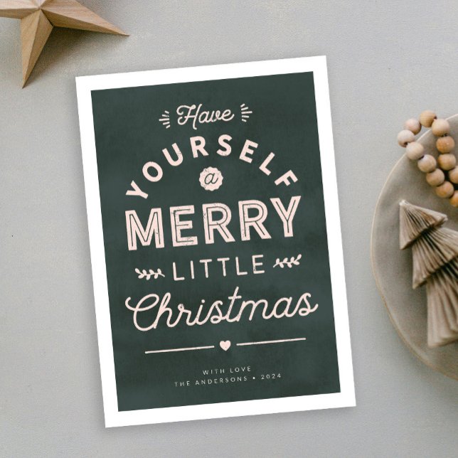 Merry Little Christmas Textured Type Holiday Card (Creator Uploaded)