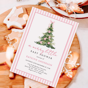 Merry Little Christmas Tree Baby Shower Invitation