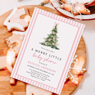 Merry Little Christmas Tree Baby Shower  Invitation