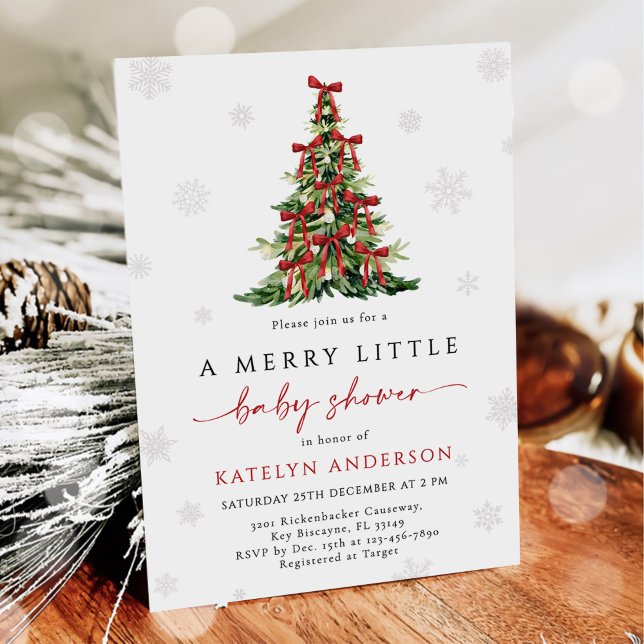 Merry Little Christmas Tree Baby Shower  Invitation (Creator Uploaded)