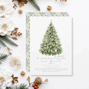 Merry Little Christmas Tree Baby Shower Invitation