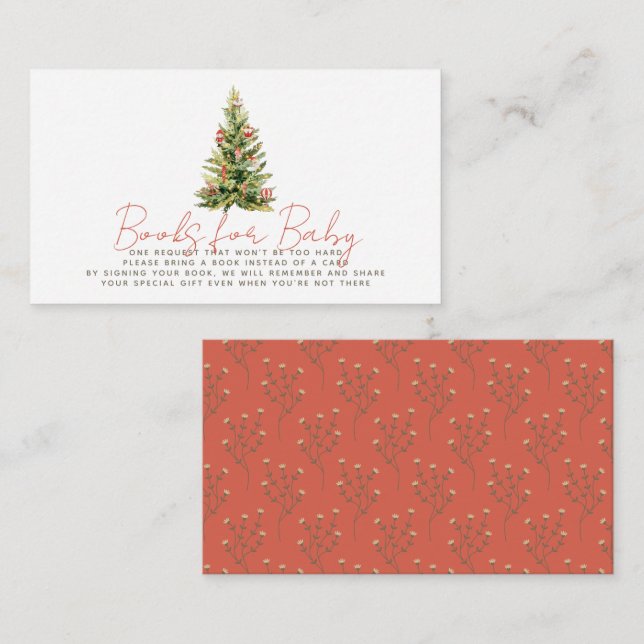 Merry Little Christmas Tree Red Baby Book Request Enclosure Card (Front/Back)