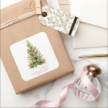 Merry Little Christmas Tree Red Baby Shower Square Sticker<br><div class="desc">This gender-neutral "Merry little Baby Shower" Christmas holiday baby shower sticker features a Christmas tree with ornaments in red. Personalise it for your needs. You can find matching products at my store.</div>