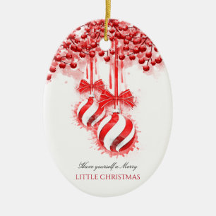 Merry Little Christmas Watercolor Splash Ceramic Tree Decoration