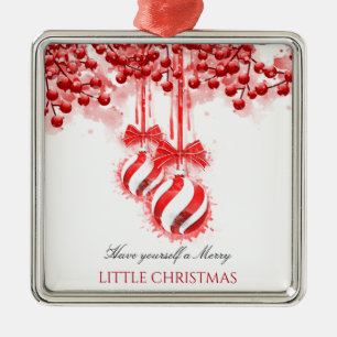 Merry Little Christmas Watercolor Splash Metal Tree Decoration