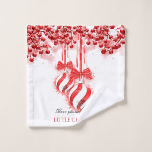 Merry Little Christmas Watercolor Splash Wash Cloth