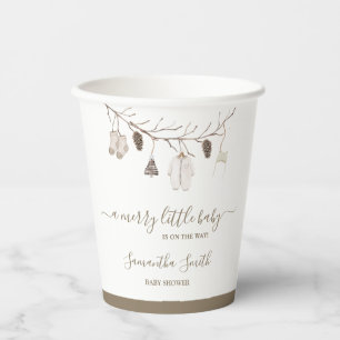 Merry Little Christmas Winter Baby Shower Paper Cups