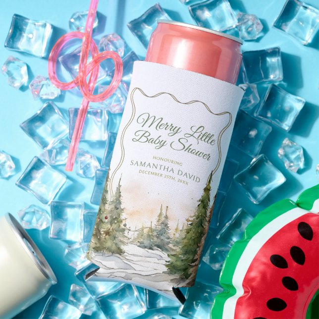 Merry Little Christmas Winter Baby Shower  Seltzer Can Cooler (In Situ Summer)