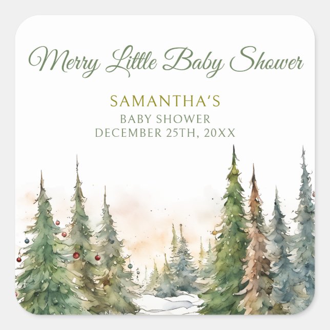 Merry Little Christmas Winter Baby Shower  Square Sticker (Front)