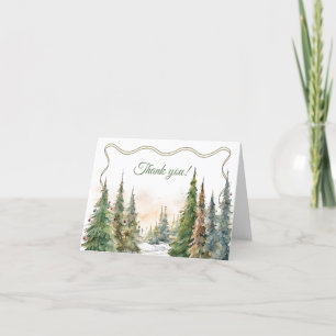 Merry Little Christmas Winter Baby Shower  Thank You Card