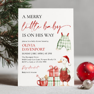 Merry Little Christmas Winter Boy Baby Shower Invitation