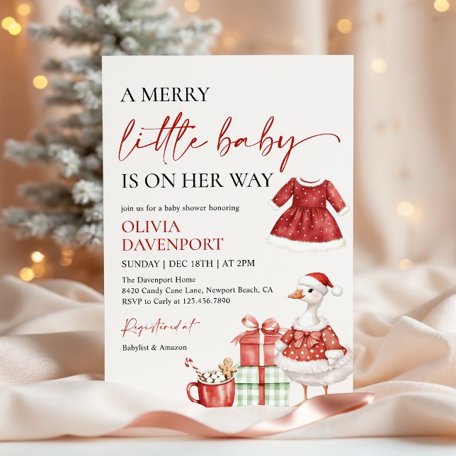 Merry Little Christmas Winter Girl Baby Shower  Invitation (Creator Uploaded)