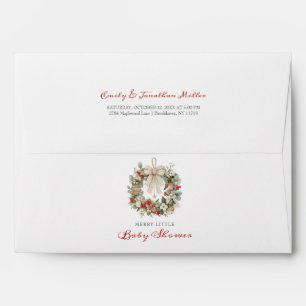 Merry Little Christmas Wreath Baby Shower  Envelope