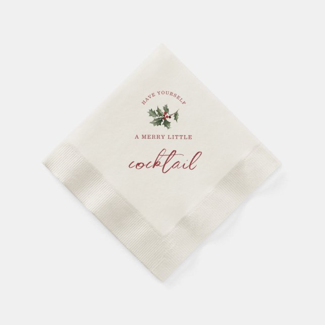 Merry Little Cocktail Christmas Napkins (Corner)