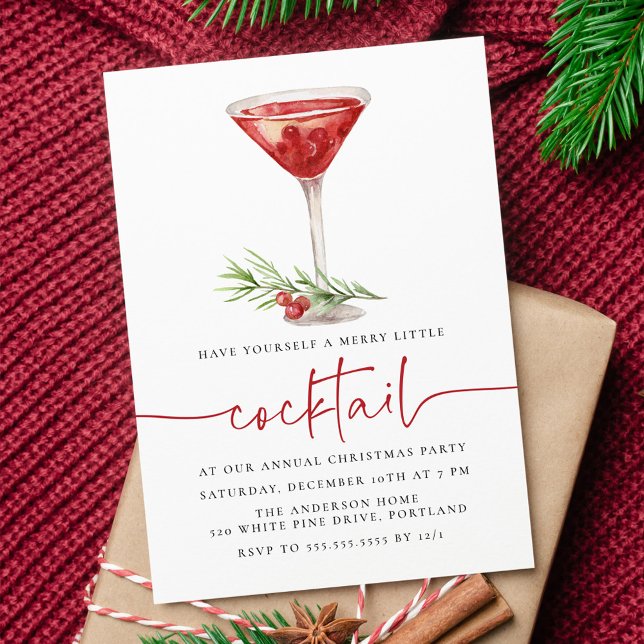 Merry Little Cocktail Martini Holiday Party Invitation (Creator Uploaded)
