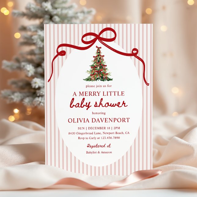 Merry Little Coquette Christmas Tree Baby Shower Invitation (Creator Uploaded)