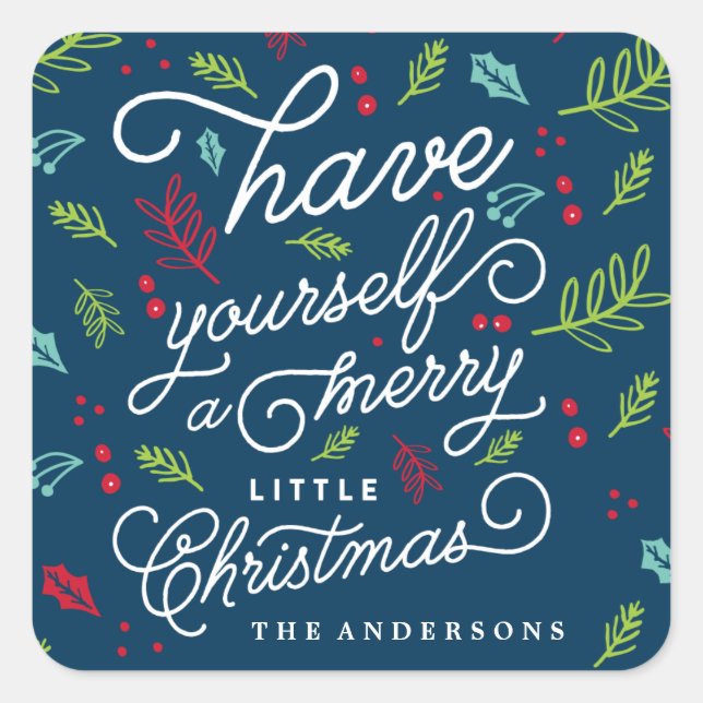 MERRY LITTLE envelope seal Christmas Sticker (Front)