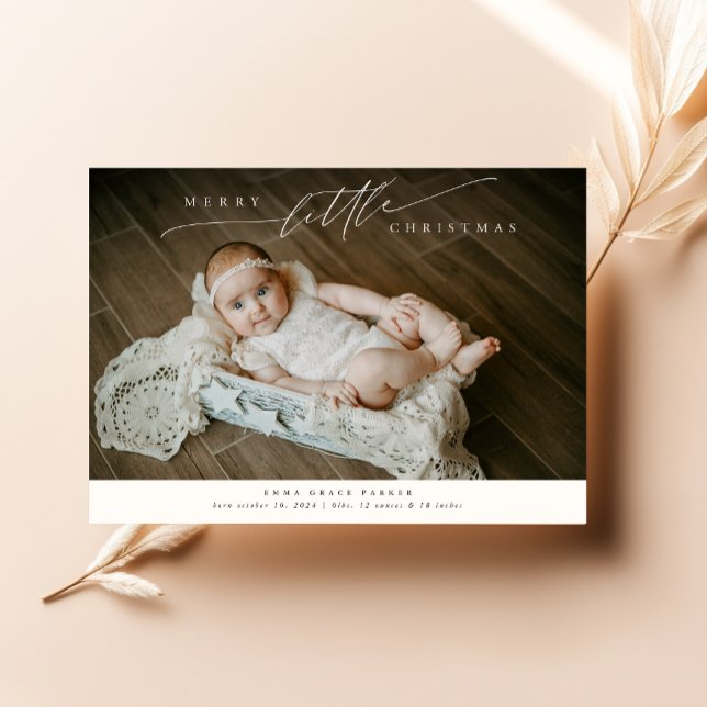 Merry Little First Christmas Cute Baby Photo Birth Announcement (Creator Uploaded)