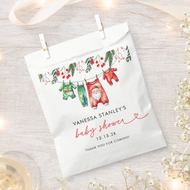 Merry Little Floral Christmas Santa Baby Shower Favour Bags (Clipped)
