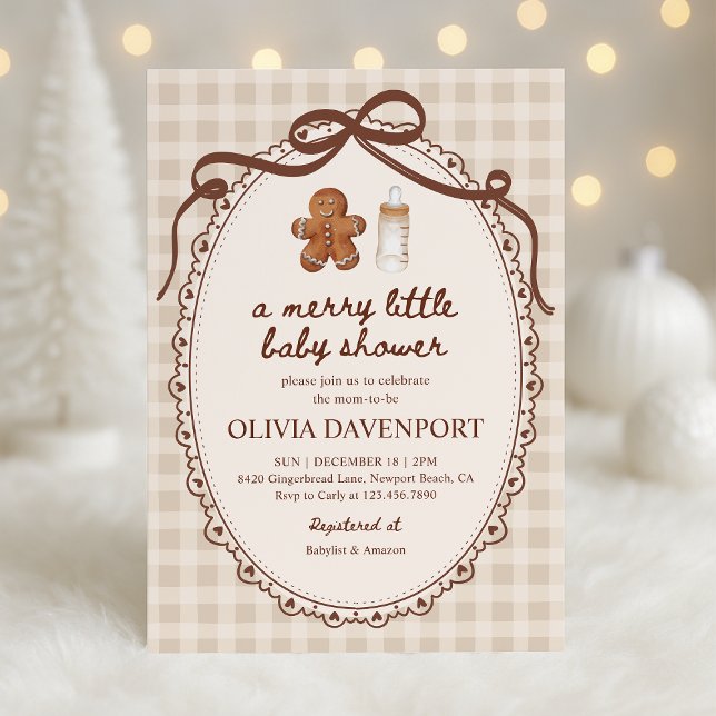 Merry Little Gingerbread Christmas Baby Shower Invitation (Creator Uploaded)