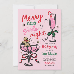 Merry Little Girls Night Christmas Cocktail Party Invitation
