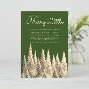 Merry Little Green Christmas Baby Shower Invitation